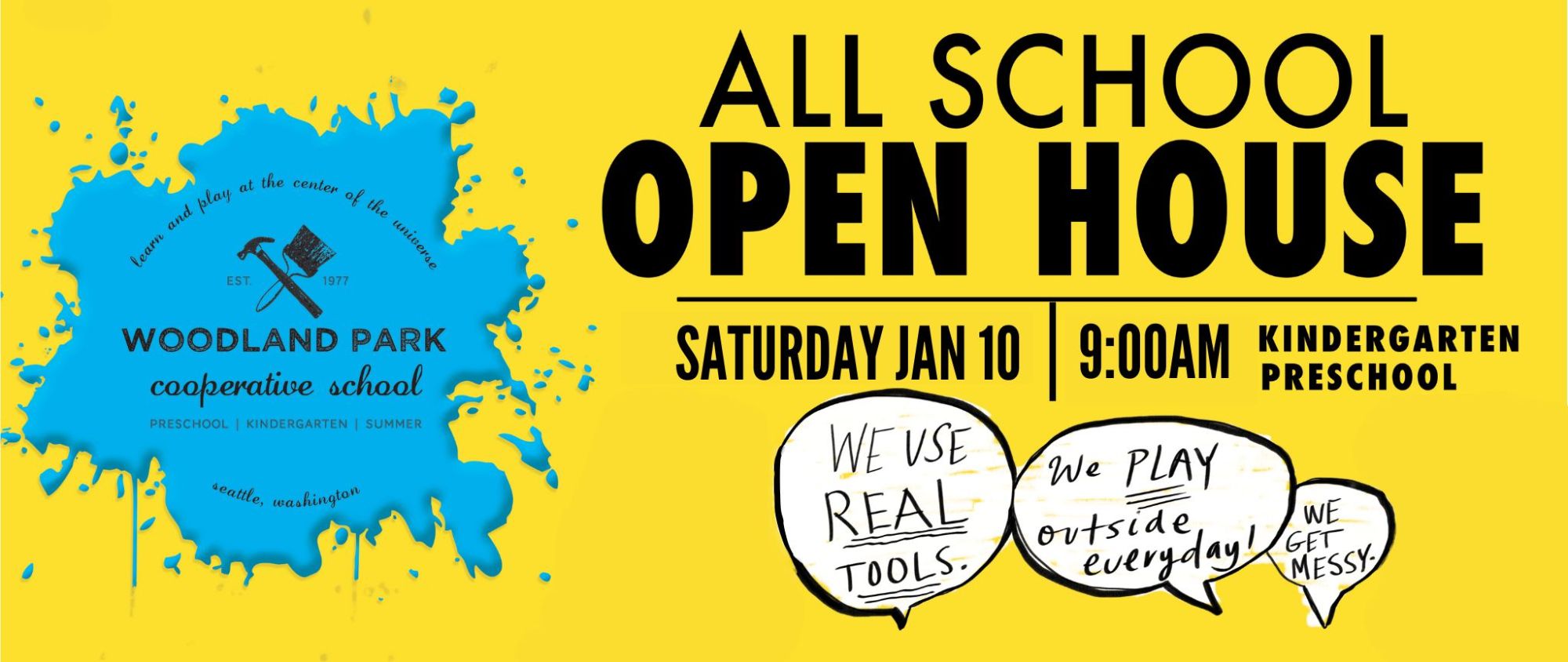 All school Open House Saturday Jan 10